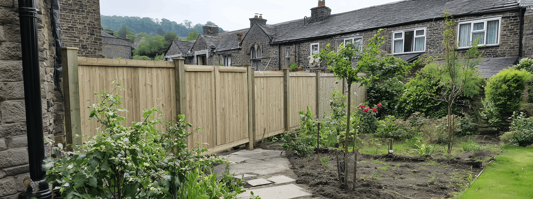 Example of fencing in Stockport – Medium New Turf Job In Reddish.
