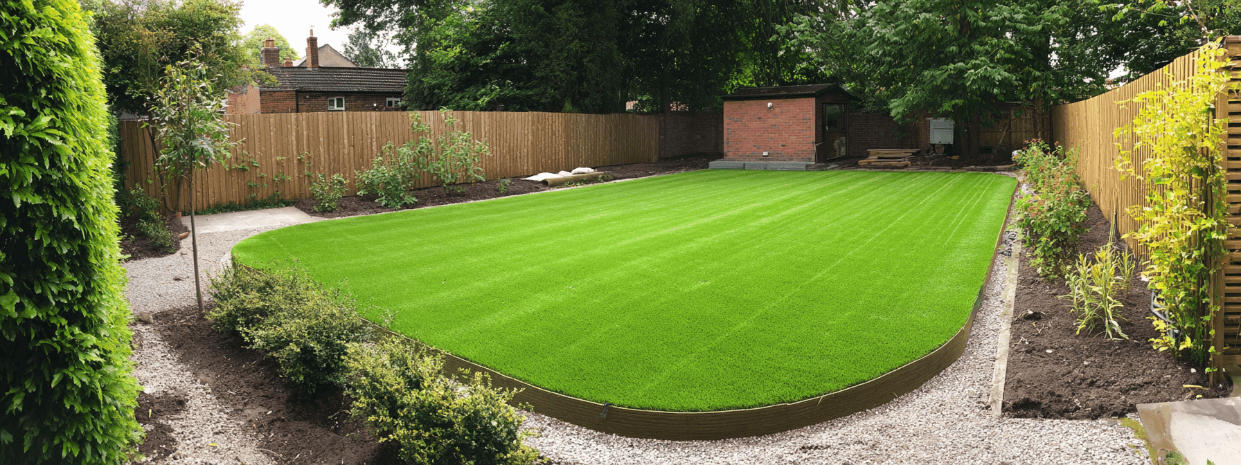 Rear Garden Turfing Job In Hazel Grove – turfing in Stockport.
